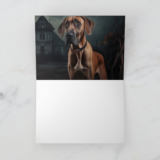 Rhodesian Ridgeback Halloween Scary Kaart (Binnen)