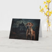 Rhodesian Ridgeback Halloween Scary Kaart (Gele Bloem)