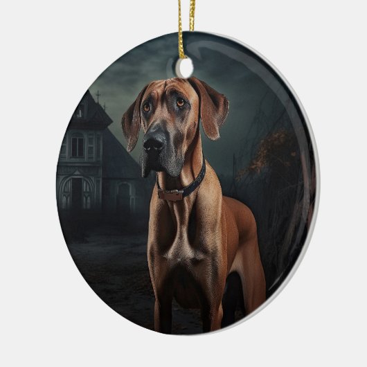 Rhodesian Ridgeback Halloween Scary Keramisch Ornament (Links)