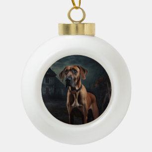 Rhodesian Ridgeback Halloween Scary Keramische Bal Ornament
