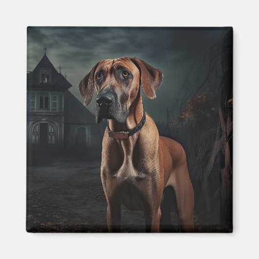 Rhodesian Ridgeback Halloween Scary Magneet (Voorkant)