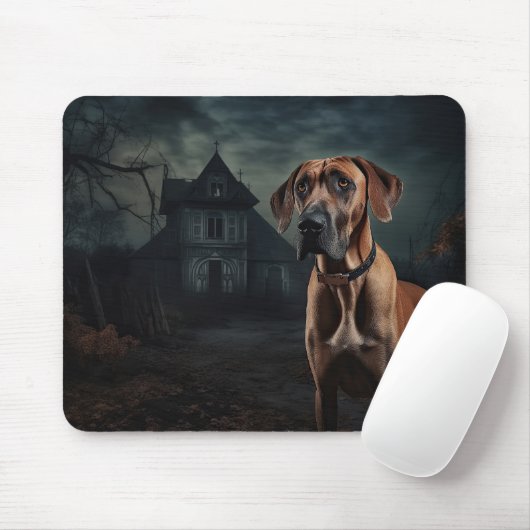 Rhodesian Ridgeback Halloween Scary Muismat (Met muis)