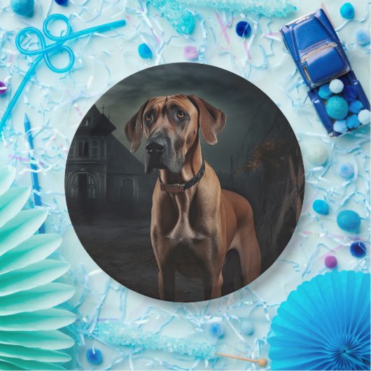 Rhodesian Ridgeback Halloween Scary Papieren Bordje (Feest)