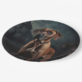 Rhodesian Ridgeback Halloween Scary Papieren Bordje (Gekanteld)