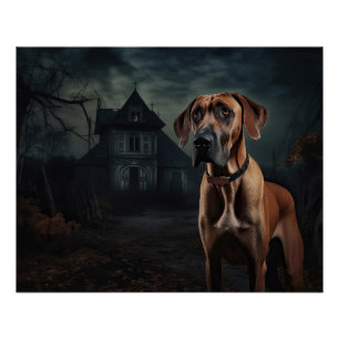 Rhodesian Ridgeback Halloween Scary Perfect Poster