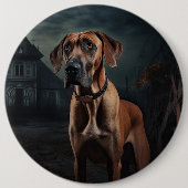 Rhodesian Ridgeback Halloween Scary Ronde Button 6,0 Cm (Voorkant)
