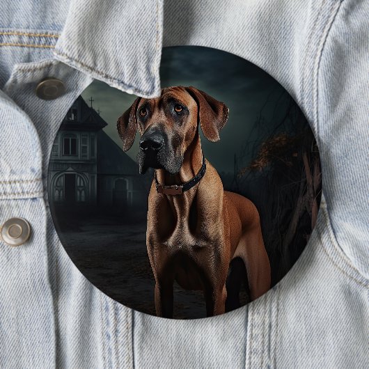 Rhodesian Ridgeback Halloween Scary Ronde Button 6,0 Cm (In situ)