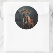 Rhodesian Ridgeback Halloween Scary Ronde Sticker (Tas)