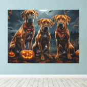 Rhodesian Ridgeback Halloween Spooky Canvas Afdruk (Insitu (Houten vloer))