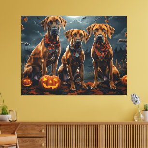 Rhodesian Ridgeback Halloween Spooky Canvas Afdruk