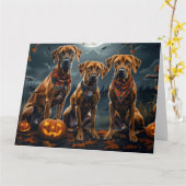 Rhodesian Ridgeback Halloween Spooky Kaart (Gele Bloem)