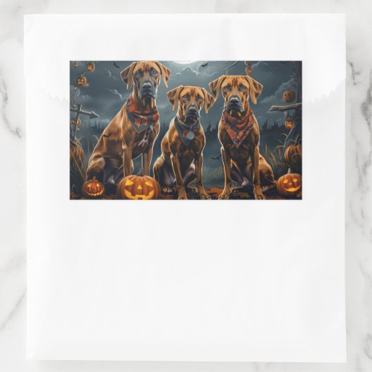 Rhodesian Ridgeback Halloween Spooky Rechthoekige Sticker (Tas)