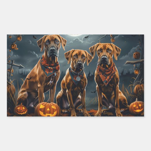 Rhodesian Ridgeback Halloween Spooky Rechthoekige Sticker (Voorkant)