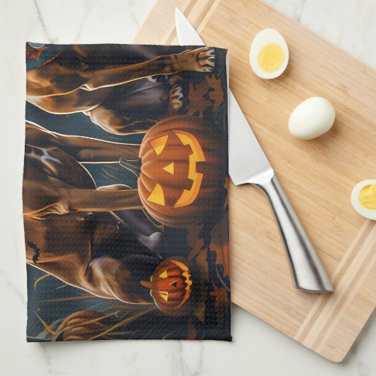 Rhodesian Ridgeback Halloween Spooky Theedoek (Quarter Fold)