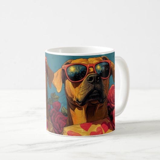 Rhodesian Ridgeback Hart Rozen Valentijnsdag Koffiemok (Voorkant rechts)