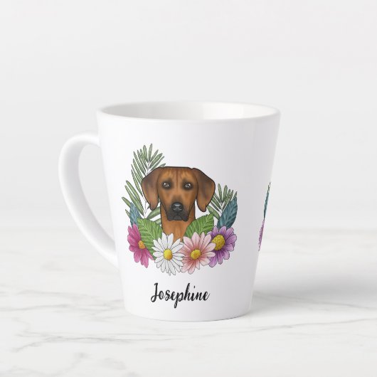 Rhodesian Ridgeback Head en Summer Wildflower Latte Mok (Linkerhoek)