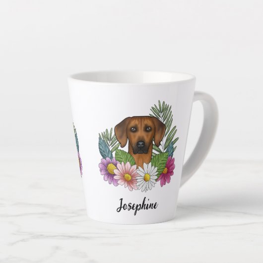 Rhodesian Ridgeback Head en Summer Wildflower Latte Mok (Rechterhoek)