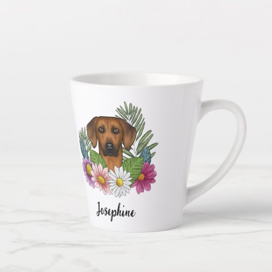 Rhodesian Ridgeback Head en Summer Wildflower Latte Mok (Rechts)