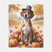 Rhodesian Ridgeback Herfstbladeren Thanksgiving Ku Fleece Deken (Voorkant)
