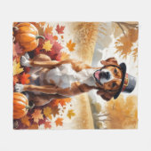 Rhodesian Ridgeback Herfstbladeren Thanksgiving Ku Fleece Deken (Voorkant (Horizontaal))