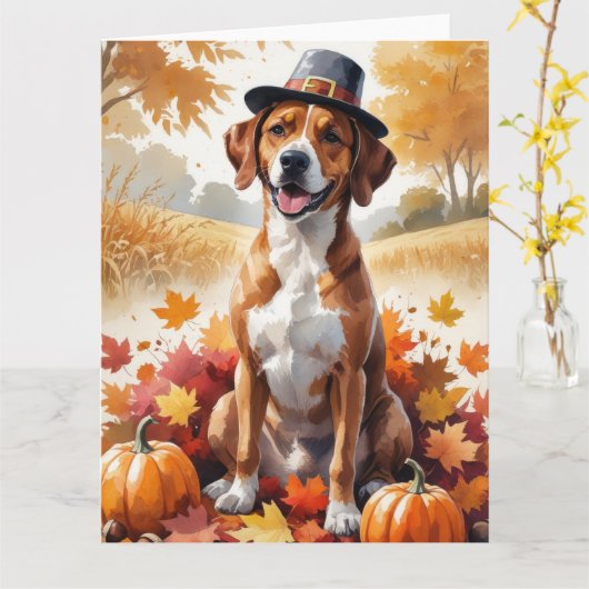 Rhodesian Ridgeback Herfstbladeren Thanksgiving Ku Kaart (Gele Bloem)