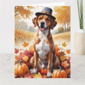 Rhodesian Ridgeback Herfstbladeren Thanksgiving Ku Kaart (Voorkant)