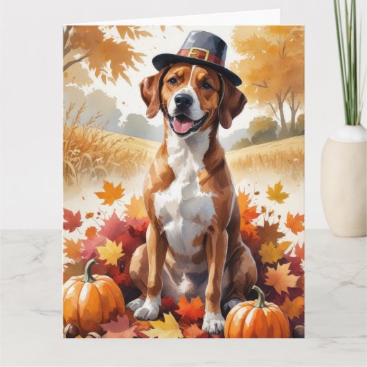 Rhodesian Ridgeback Herfstbladeren Thanksgiving Ku Kaart (Voorkant)