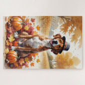 Rhodesian Ridgeback Herfstbladeren Thanksgiving Ku Legpuzzel (Horizontaal)