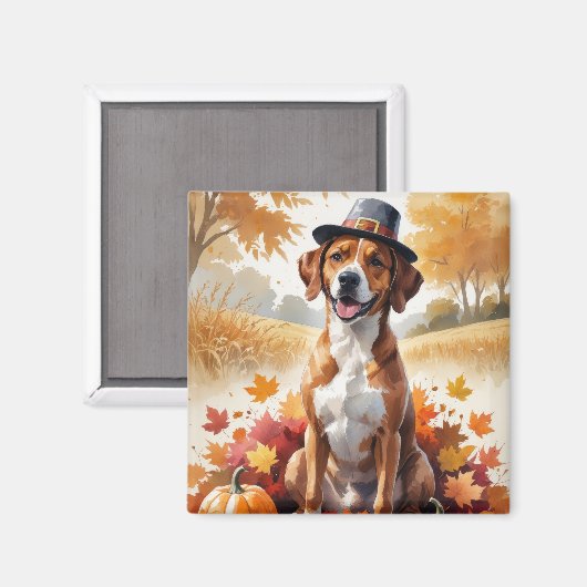 Rhodesian Ridgeback Herfstbladeren Thanksgiving Ku Magneet (Voorkant / Achterkant)