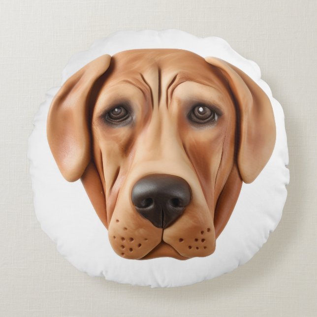 Rhodesian Ridgeback hond 3D geïnspireerd Rond Kussen (Voorkant)
