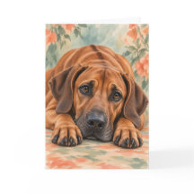 Rhodesian Ridgeback Hond Aquarel Bloemkaart