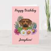 Rhodesian Ridgeback Hond en Bloemen Gelukkige Verj Kaart (Voorkant)