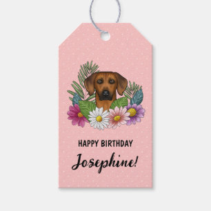 Rhodesian Ridgeback Hond En Bloemen Verjaardag Roz Cadeaulabel