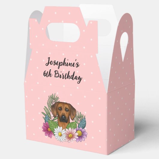 Rhodesian Ridgeback hond en bloemen verjaardagsfee Bedankdoosjes (Geopend)