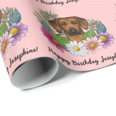 Rhodesian Ridgeback hond en bloemen verjaardagsfee Cadeaupapier (Rol Hoek)
