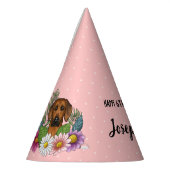 Rhodesian Ridgeback hond en bloemen verjaardagsfee Feesthoedjes (Links)