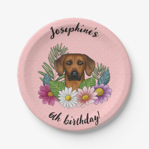 Rhodesian Ridgeback hond en bloemen verjaardagsfee Papieren Bordje