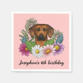 Rhodesian Ridgeback hond en bloemen verjaardagsfee Servet (Voorkant)