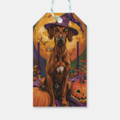 Rhodesian Ridgeback Hond Halloween Heks Pompoen Cadeaulabel (Achterkant)
