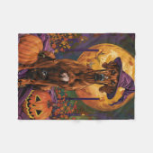 Rhodesian Ridgeback hond Halloween Heks Pompoen Fleece Deken (Voorkant (Horizontaal))