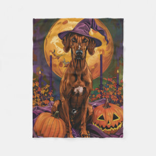 Rhodesian Ridgeback hond Halloween Heks Pompoen Fleece Deken