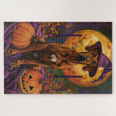 Rhodesian Ridgeback-hond Halloween Heks Pompoen Legpuzzel (Horizontaal)