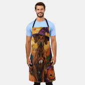 Rhodesian Ridgeback Hond Halloween Heks Pompoen Schort (Gedragen)