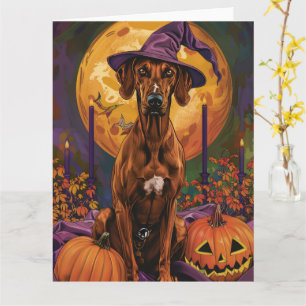 Rhodesian Ridgeback Hond Halloween Heksenpompoen Kaart