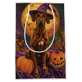 Rhodesian Ridgeback Hond Halloween Heksenpompoen Medium Cadeauzakje (Voorkant)