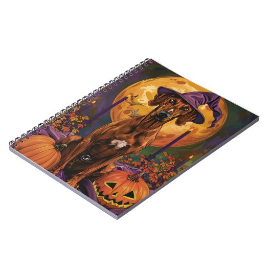 Rhodesian Ridgeback Hond Halloween Heksenpompoen Notitieboek (Linkerzijde)
