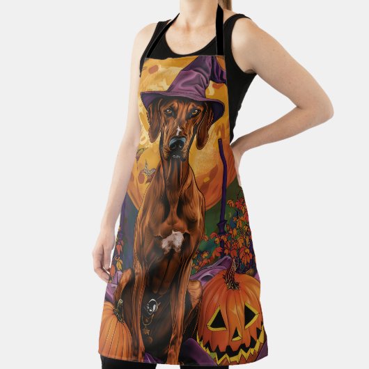 Rhodesian Ridgeback Hond Halloween Heksenpompoen Schort (Insitu)