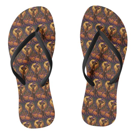 Rhodesian Ridgeback Hond Halloween Heksenpompoen Teenslippers (Voetbed)