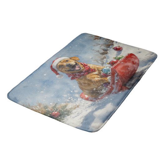 Rhodesian Ridgeback Hond in Sledge Kerstmis Badmat (Gekanteld)