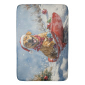 Rhodesian Ridgeback Hond in Sledge Kerstmis Badmat (Voorkant Verticaal)